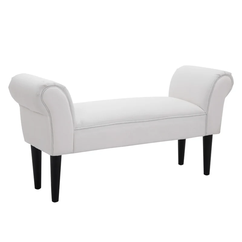 EasyComfort Panca Fondo Letto Imbottita con Braccioli Arrotolati e 4 Piedini, 102x35x51 cm, Grigia