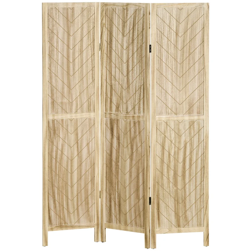 EasyComfort Paravento da Interno Pieghevole a 3 Ante a Spina di Pesce in Legno, 120x1.6x170 cm