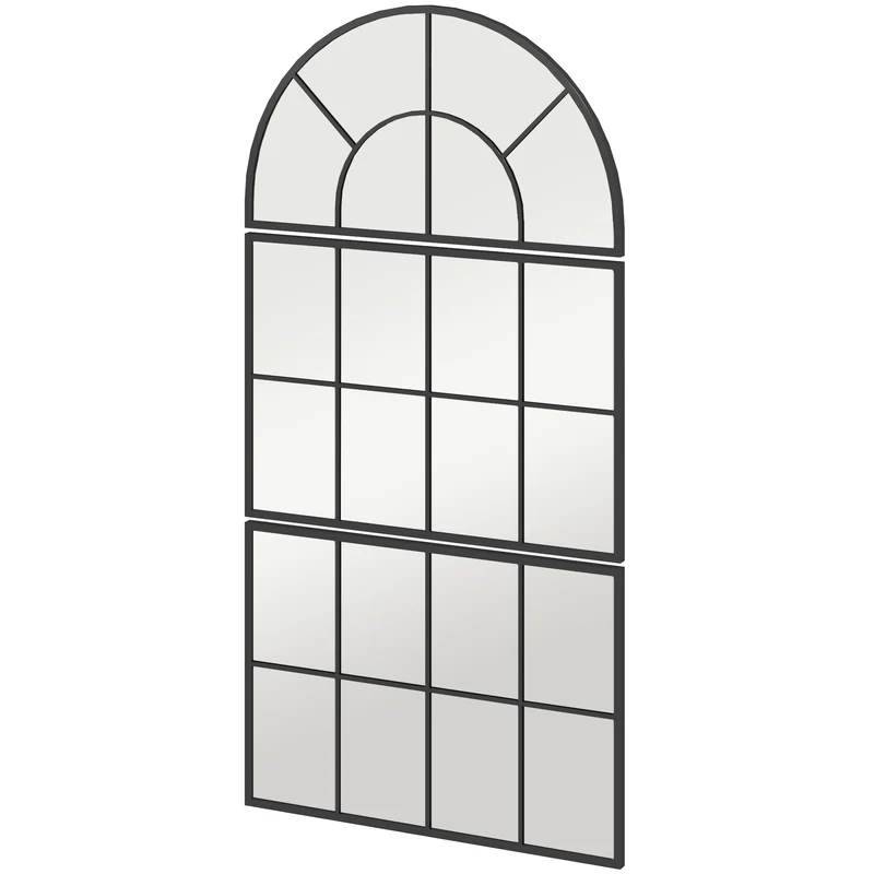 EasyComfort Specchio da Parete ad Arco Stile Finestra per Camera da Letto e Ingresso, 76x43 cm, Nero