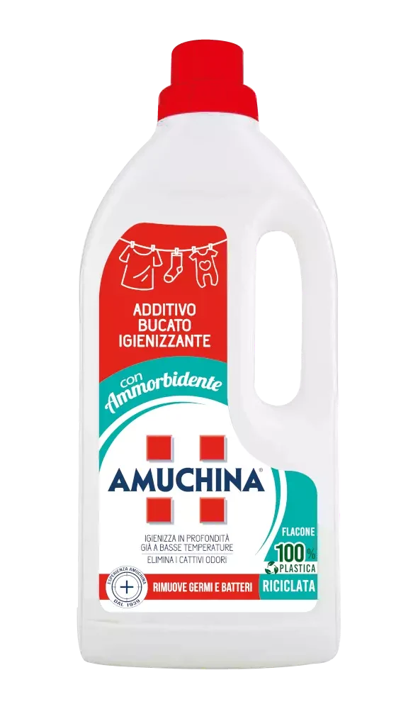 Amuchina Additivo Bucato Igienizzante con Ammorbidente 1L | Azione 2in1 Rimuove Germi e Batteri | Capi Soffici e Profumati | Efficace a Basse Temperature 20°C