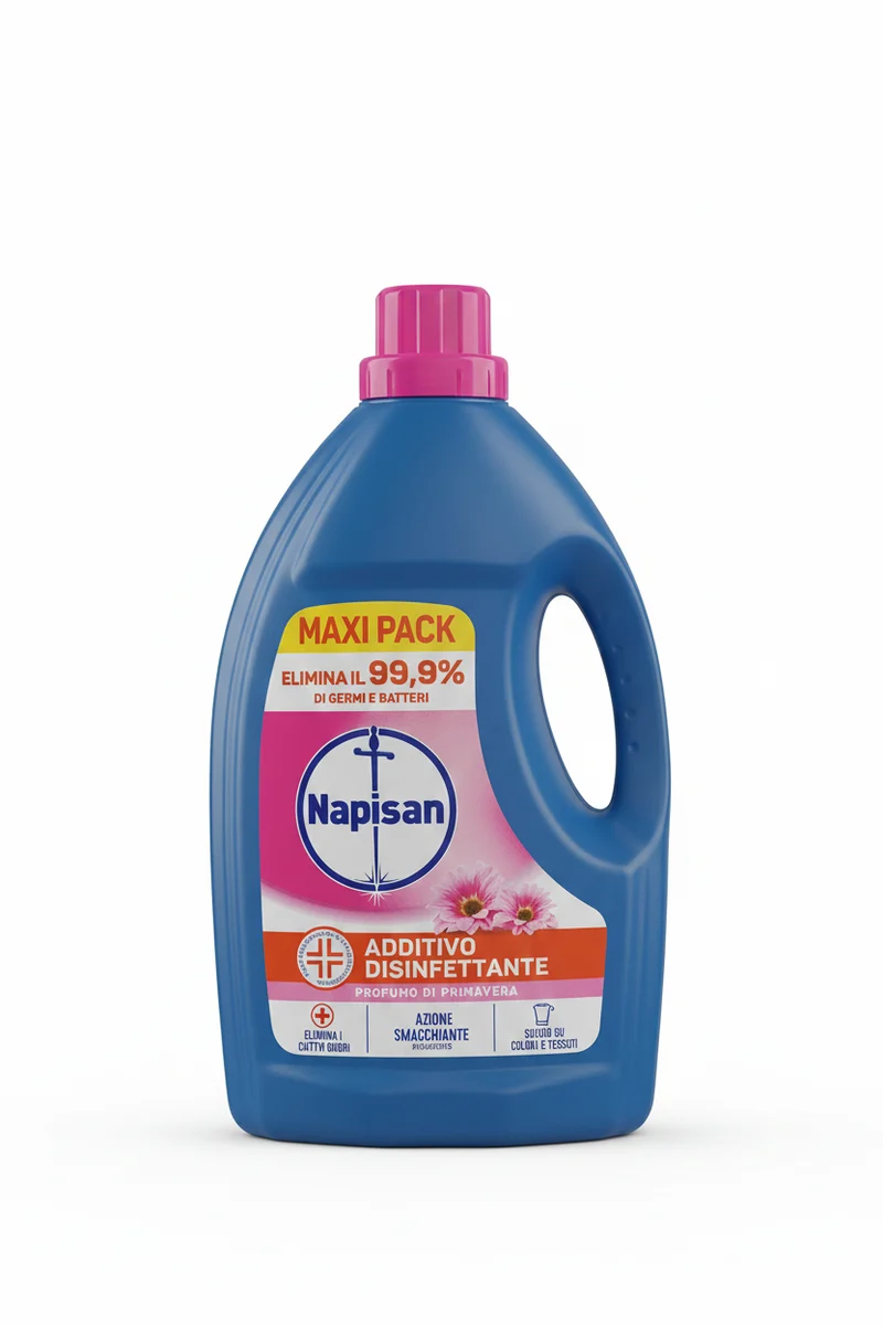 Napisan Additivo Disinfettante Liquido Profumo di Primavera | Maxi 2.2L | Presidio Medico Chirurgico | Elimina 99,9% Batteri a 30°C