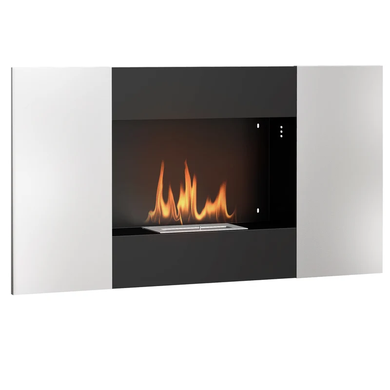 EasyComfort Camino a Bioetanolo 0.9L da Parete in Acciaio Inox, 100x15x54 cm, Nero e Argento
