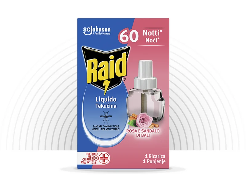 Raid Ricarica Liquida Rosa e Sandalo, 60 Notti, 36ml