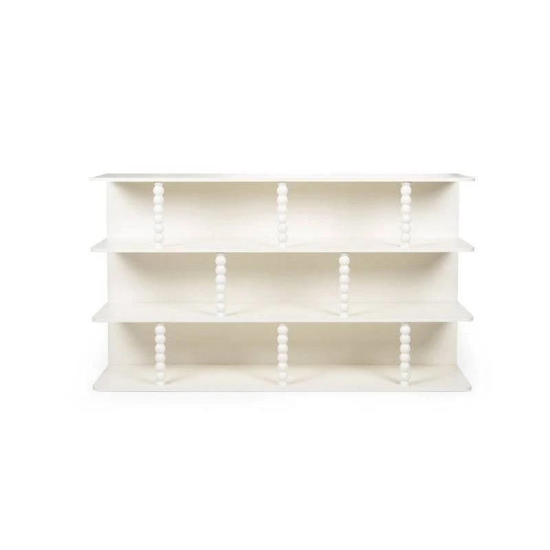 Scaffale basso PERLEN bianco, supporti a sfera