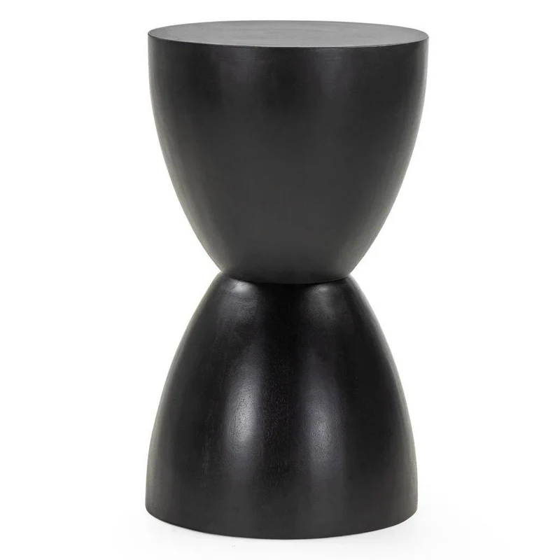 Tavolino Laterale HORSA 35 cm, Nero, Legno di Mango