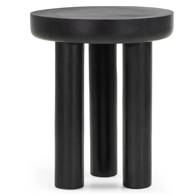 Tavolino laterale LUNGO 50 cm, rotondo, nero