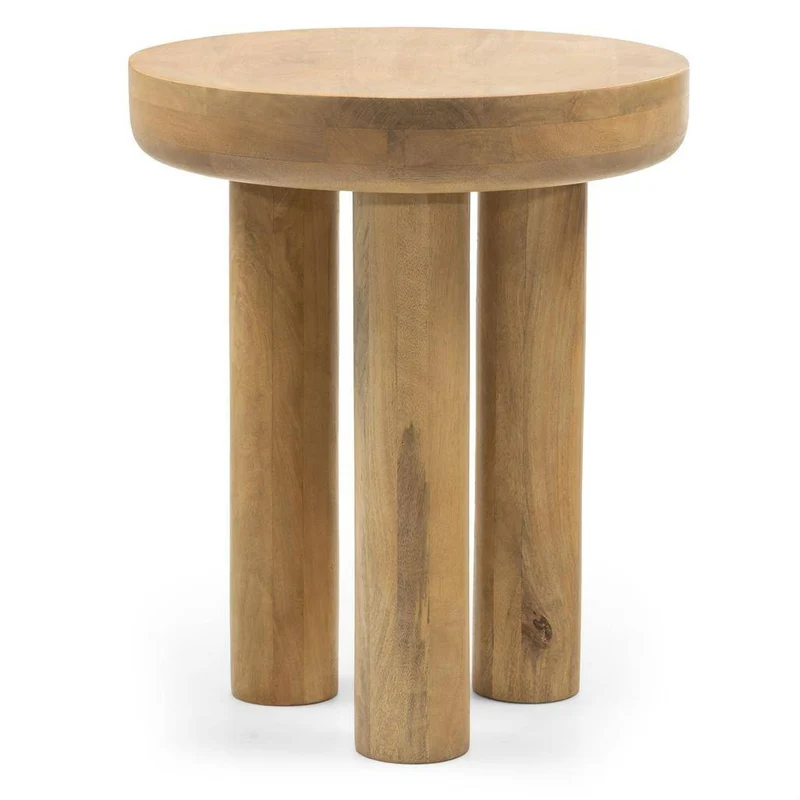 Tavolino laterale LUNGO 50 cm, rotondo, legno mango