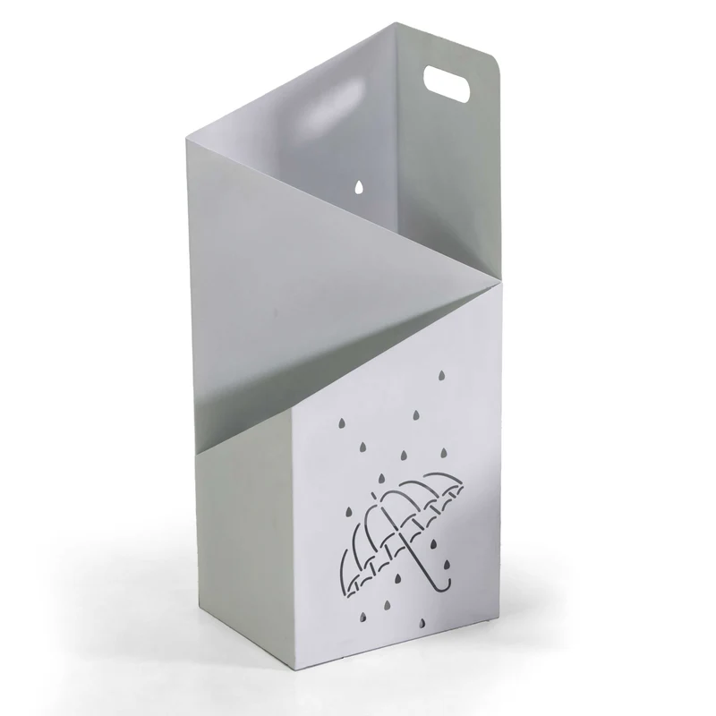 Portaombrelli Metallo Bianco Rettangolare 25x20x60 Cm