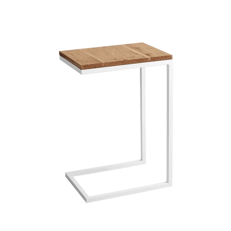 Tavolino LUPE 30 Legno Massello, Rovere, Bianco