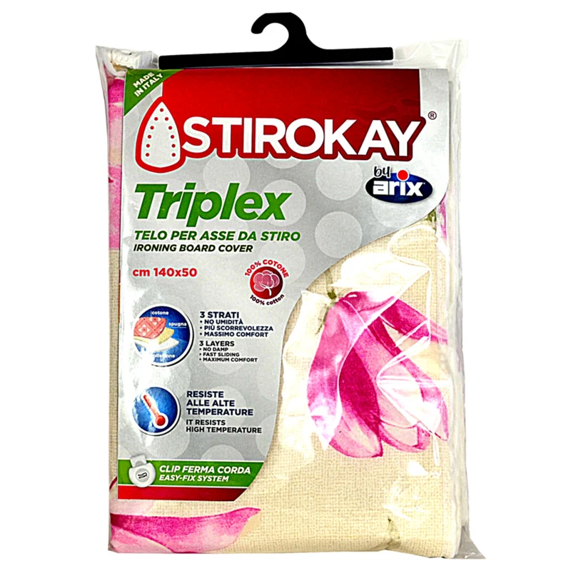 ARIX Stirokay Triplex Telo Copriasse 140x50 cm | Struttura Triplice Strato (Cotone, Spugna, Mollettone) | Sistema Clip-Bloccante Anti-Piega | Certificato OECO