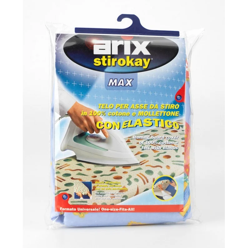 ARIX Stirokay Max Telo Copriasse da Stiro 140x50 cm | In Cotone Resistente con Mollettone Imbottito | Bordo Elastico Universale | Colori Solidi Atossici