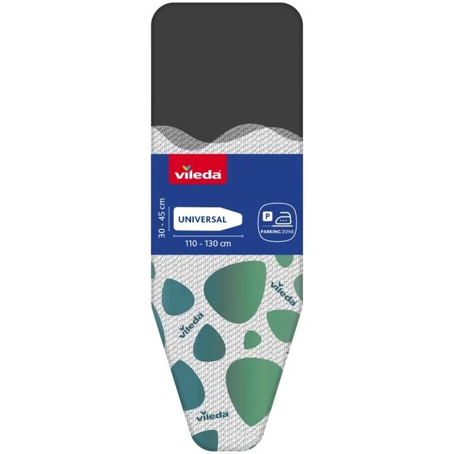 Vileda Park&Go Copriasse da Stiro Universale | Con Zona Parcheggio Anti-Bruciature | Sistema Quick Fix | In Cotone e Spugna Traspirante | 110-130cm