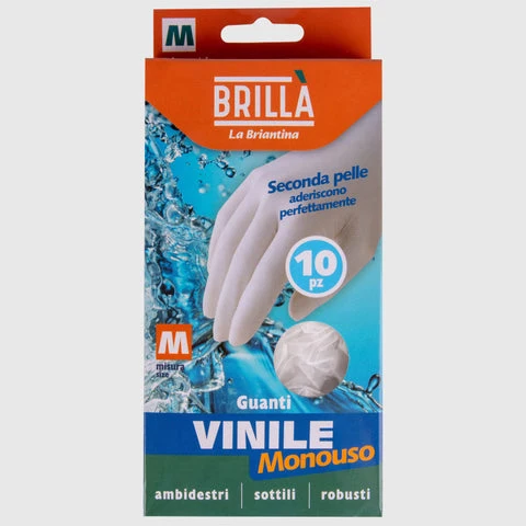 Brillà Guanti Vinile 10 Pezzi Taglie M e L