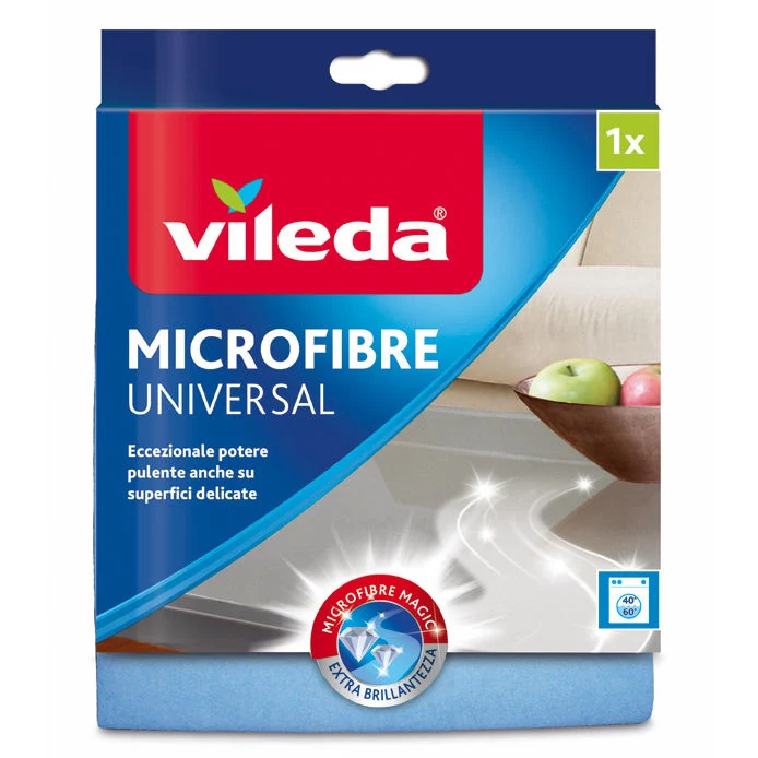 Vileda Panno Microfibra Plus Universale – Tecnologia Evolon® – Trattamento Odor Stop Antibatterico – Sgrassante Anti-Aloni