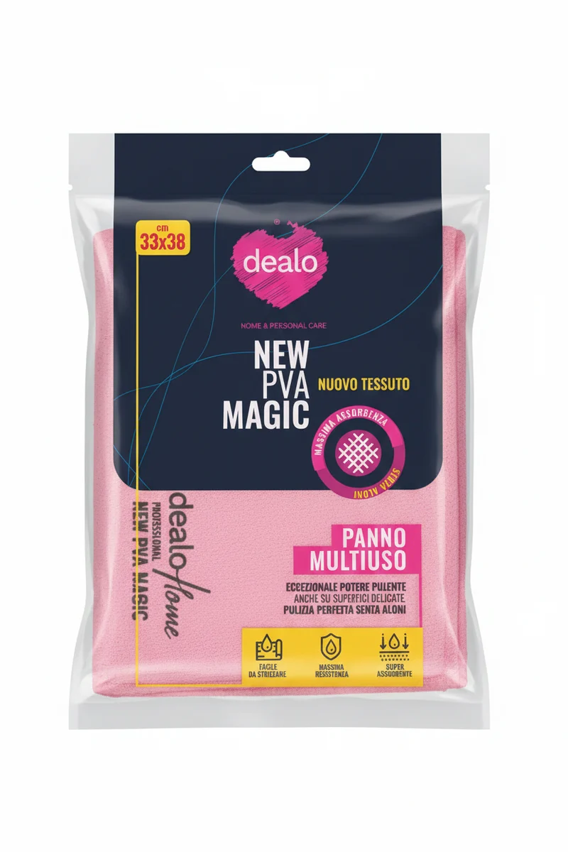 Panno Multiuso PVA New Magic 33x38 cm | Panno Magico Super Assorbente | Tecnologia Professionale Anti-Aloni | Per Vetri Specchi e Parquet