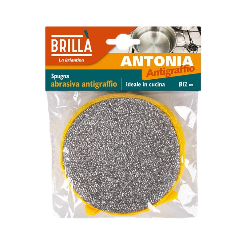 Brilla Spugna Antonia Antigraffio Ø 12 cm – Ideale per Antiaderente e Induzione – Doppia Azione Sgrassante – La Briantina