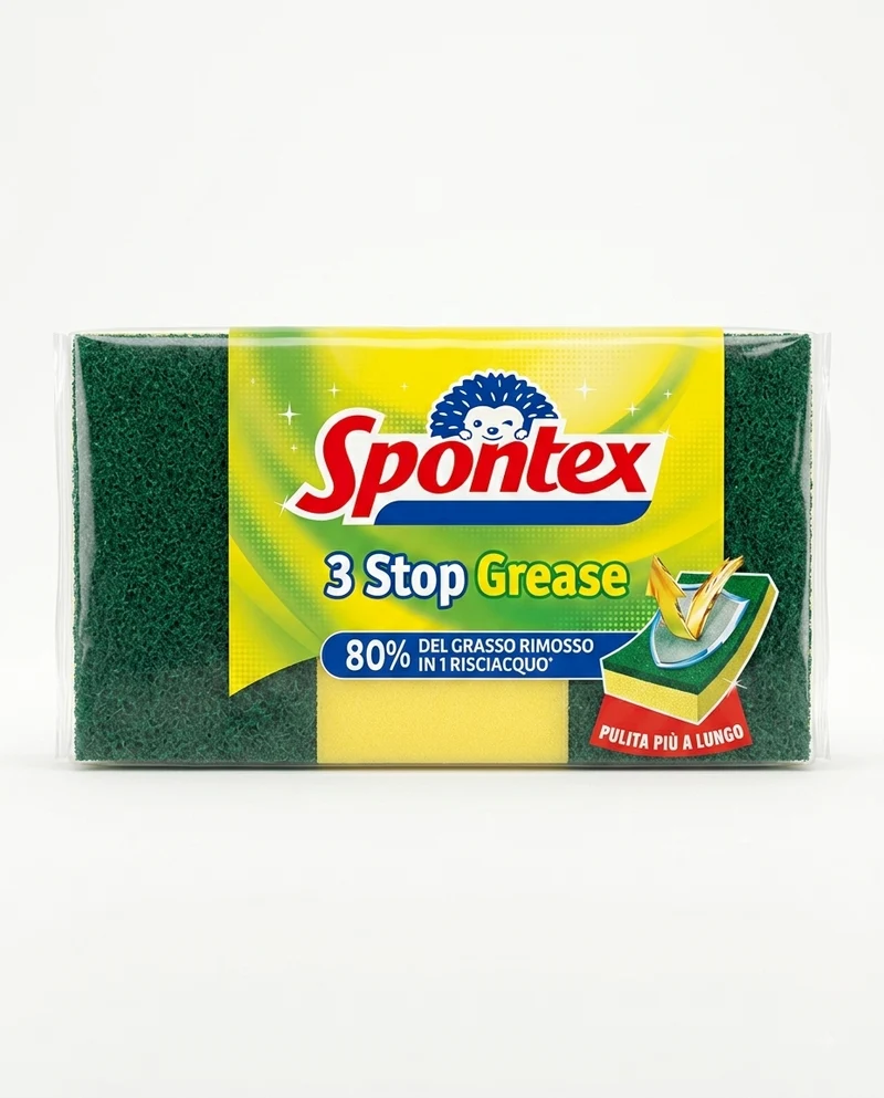 Spontex Fibra Plus 3 Pezzi – Spugna Abrasiva Specialista Anti-Grasso – Per Pentole, Griglie e Incrostazioni Difficili – Lunga Durata