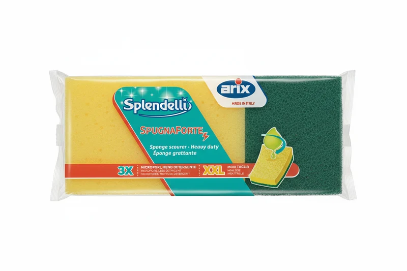 Arix Splendelli Spugnaforte 3 Pezzi – Spugne Abrasive Grandi Antigrasso – Per Pentole e Incrostazioni – Made in Italy