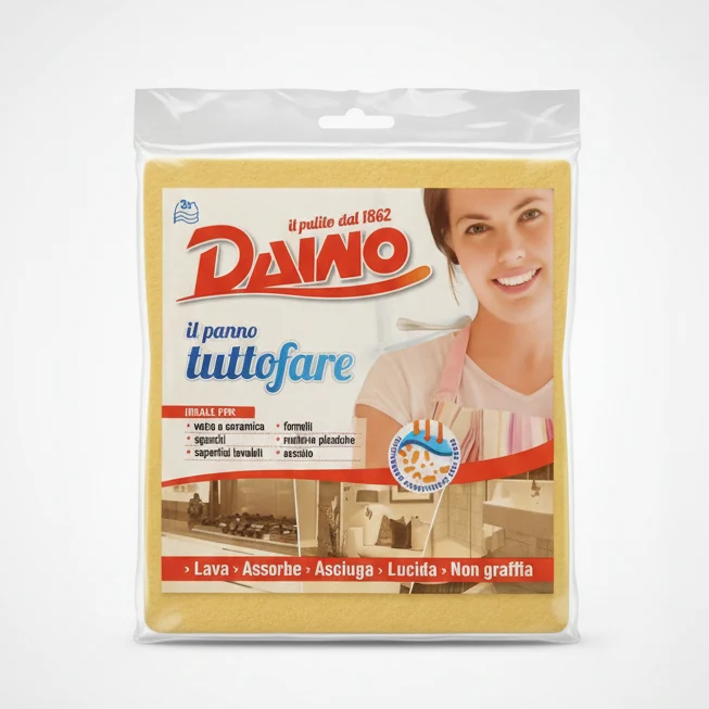Daino Panno Tuttofare Multiuso 3 Pezzi – Azione 5-in-1: Lava, Assorbe, Asciuga, Lucida e Protegge – Sistema Anti-Graffio
