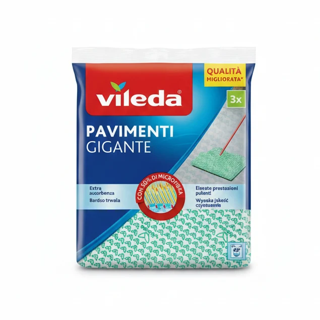 Vileda Panno Pavimenti Gigante 50x60 cm | Tecnologia Odor Stop Anti-Batterica | 30% Microfibra High-Performance | Super Assorbente e Anti-Aloni