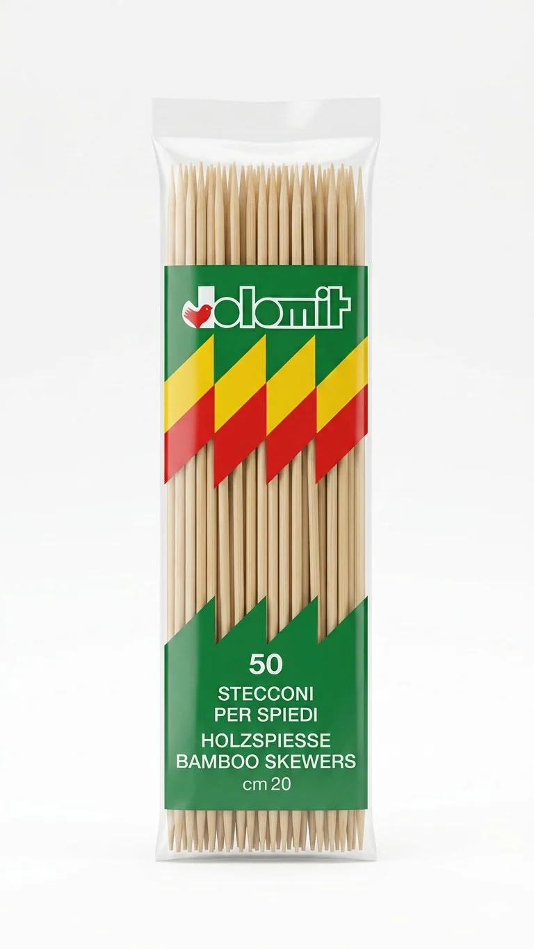 Dolomit Spiedini in Bambù Naturale | Confezione 50 Pezzi | Biodegradabili e Compostabili | Disponibili 15-25 cm per Finger Food e Griglia