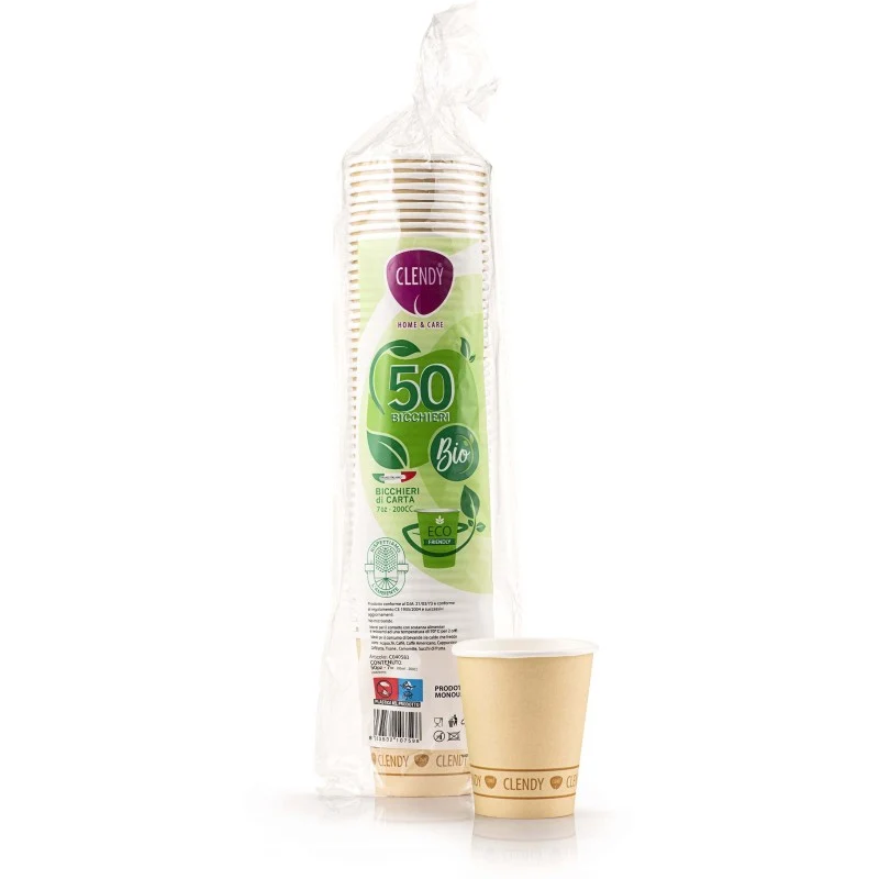CLENDY BIO BICCHIERI DI CARTA 200CC 50 PEZZI