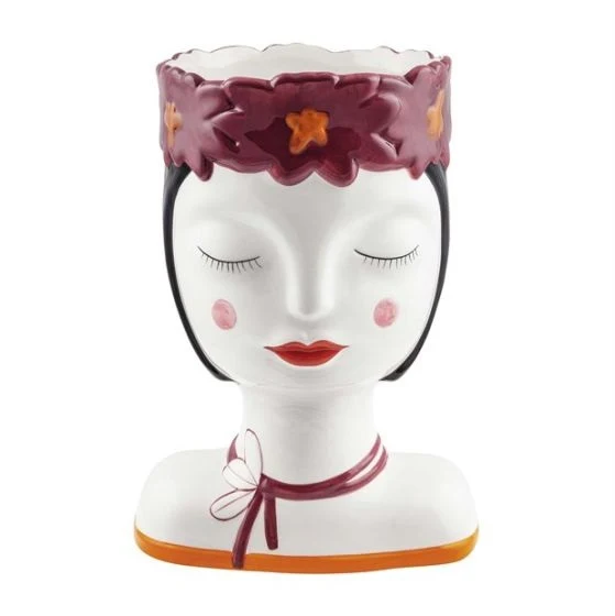 Vaso Viso Donna Naif Ceramica 26x15x19 Cm