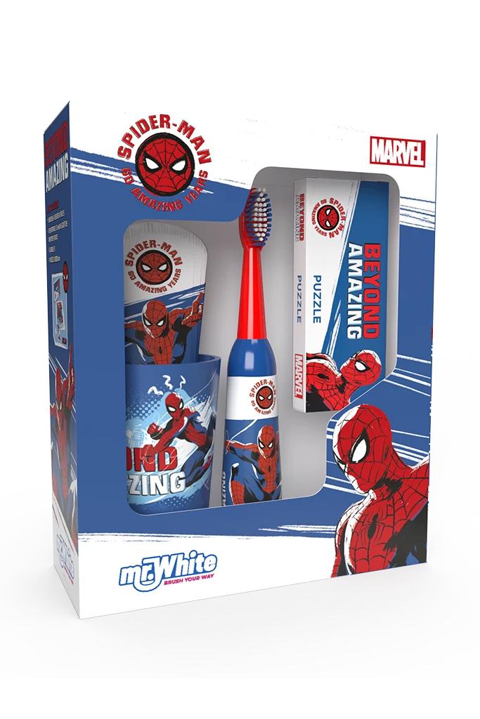 Gift Pack Spider-Man Mr White Marvel - Spazzolino-dentifricio-bicchiere-puzzle