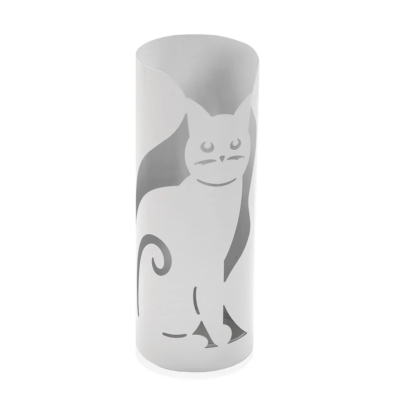 Portaombrelli Metallo Bianco Con Gatto