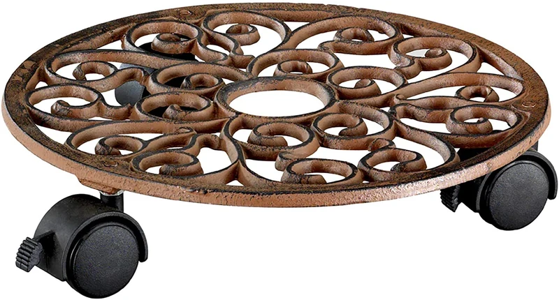 Carrello Per Piante Ghisa Color Rame D28 Cm 60 Kg