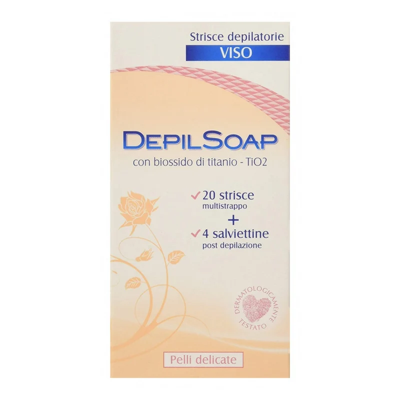 DepilSoap Strisce Depilatorie Viso Al Titanio Per Pelli Delicate 20Pz