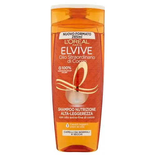 Elvive Olio Straordinario Shampoo Olio Straordinario di Cocco Nutrizione Alta-leggerezza 285 ml