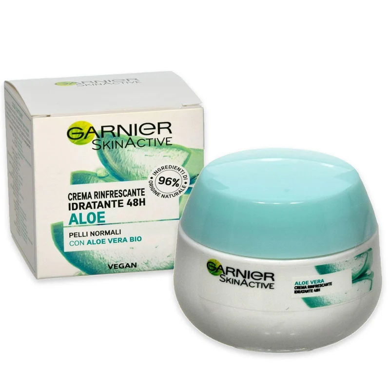 Garnier Crema Rinfrescante Idratante Aloe Vera Bio Per Pelli Normali 48H 50ml