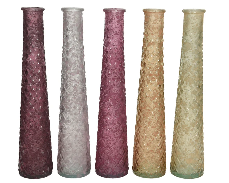 Vaso Vetro Riciclato D5X32 Cm Finitura Anticata 1 Pezzo