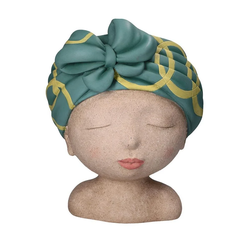 Vaso Medea Cachepot Occhi Chiusi Turbante Blu Rituali Domestici