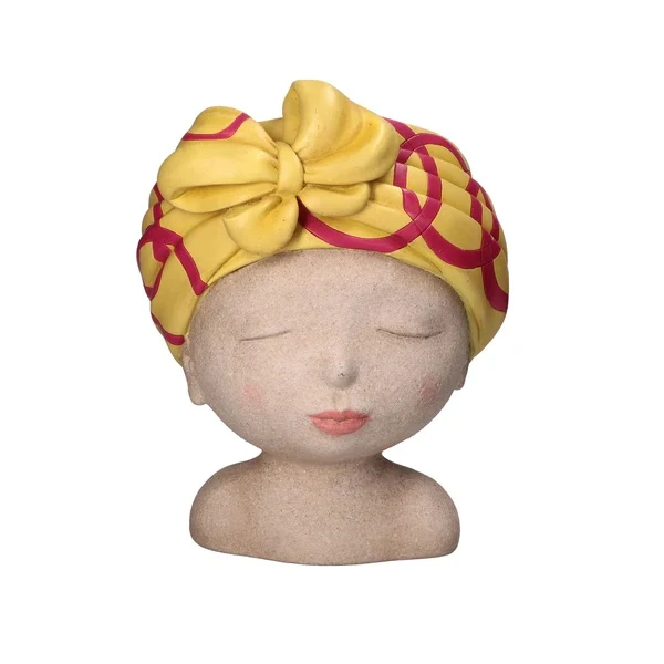 Vaso Medea Cachepot Occhi Chiusi Giallo Turbante Rituali Domestici