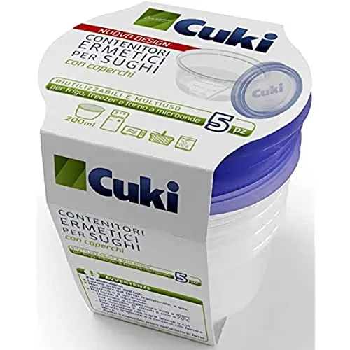 Cuki Contenitori Ermetici Per Sughi Con Coperchi - 0,20 L - Ø7,2 X H8,2 Cm - [5 pezzi]