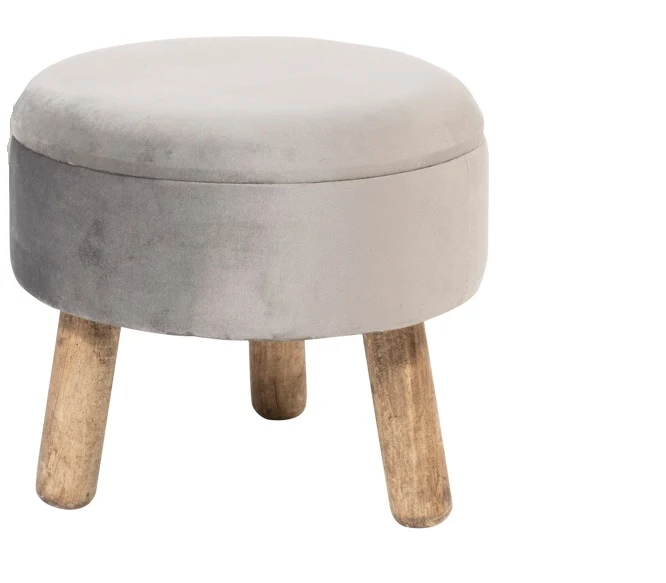Sgabello Contenitore Velluto Grigio