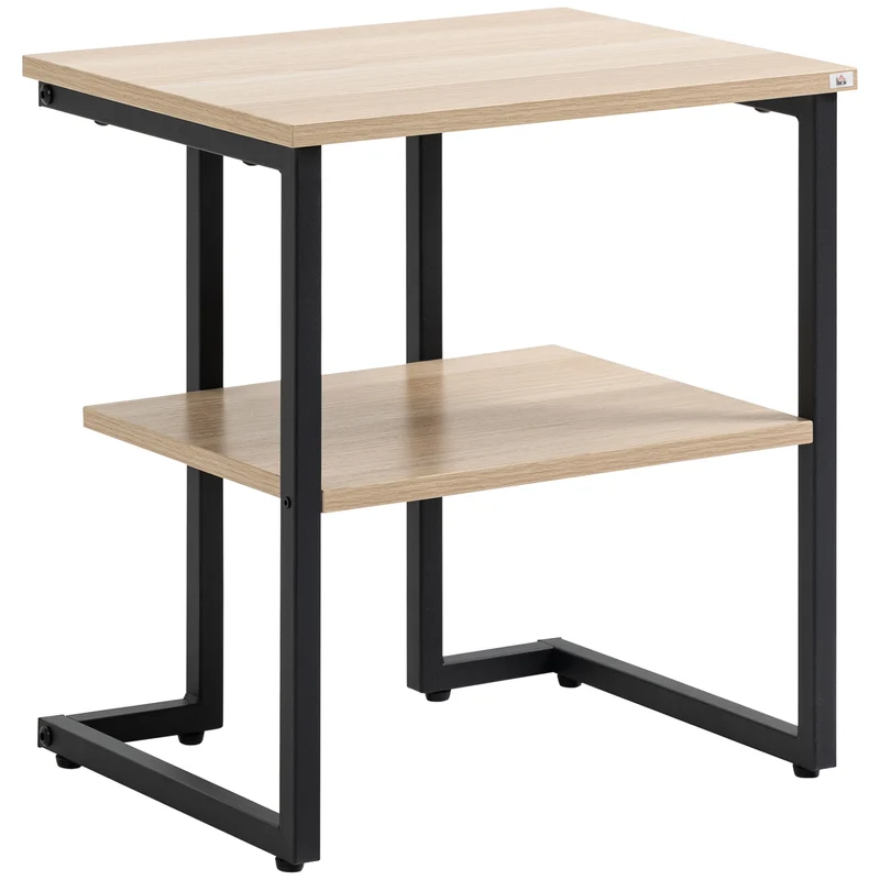 EasyComfort Tavolino da Caffè con Mensola Inferiore in Acciaio e Legno, 45x35x48cm