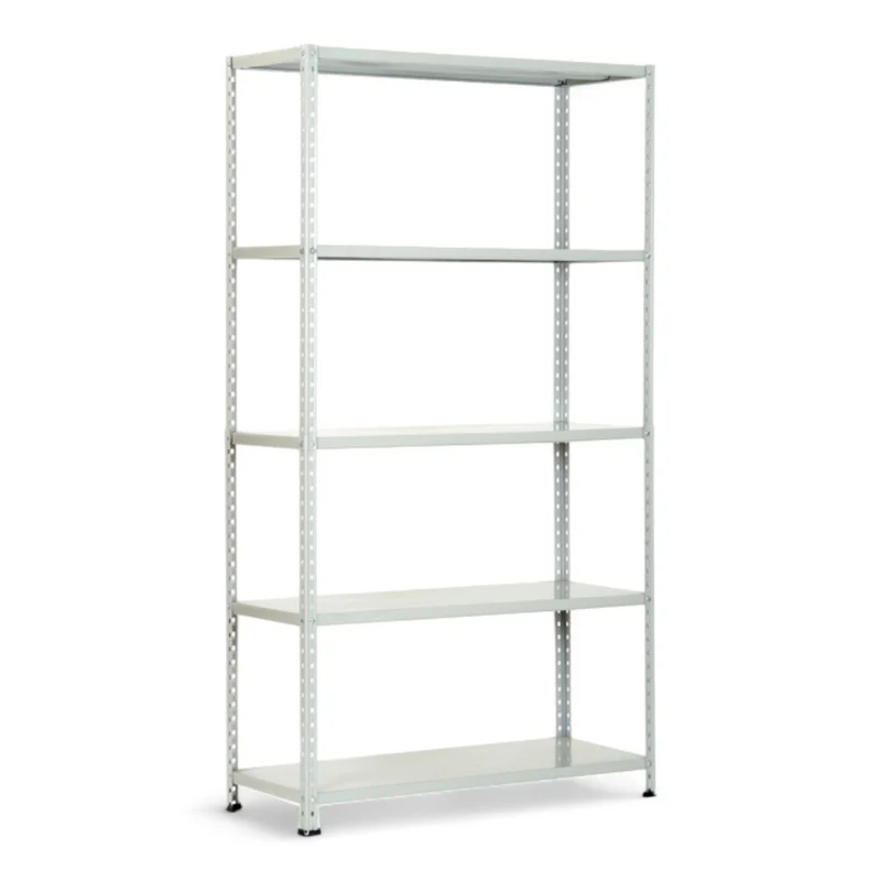 Scaffali in kit 5 ripiani angolari grigio 100x40x186 cm capacità di carico 400 kg acciaio verniciato montaggio sicuro