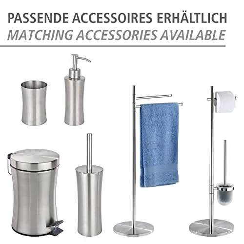 WENKO Portascopino per WC Pieno fiacco acciaio inossidable, Acciaio inossidabile, 10.1 x 37.5 x 10.1 cm, Satinato