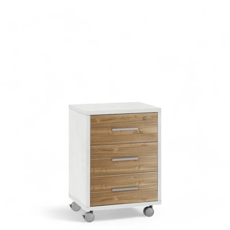 Cassettiere Ufficio 3 Cassetti Su Ruote Colore Marrone Materiale MDF Dimensioni 51x41x71 cm Design Moderno