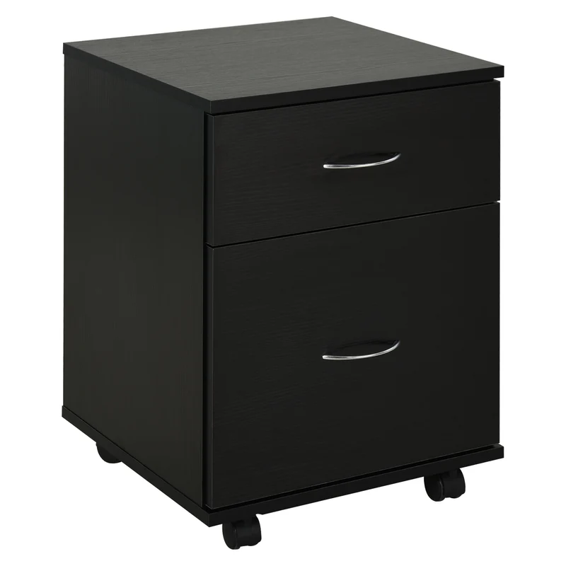 Easycomfort Cassettiera a Rotelle da Ufficio Salvaspazio in Legno, 41x39x58cm, Nero