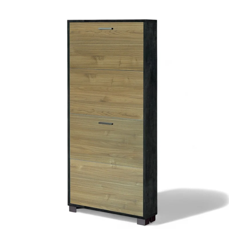 scarpiera salvaspazio 4 ante ossido nero e noce stelvio in mdf dimensioni compatte 70x18x154 cm perfetta per ogni ambiente