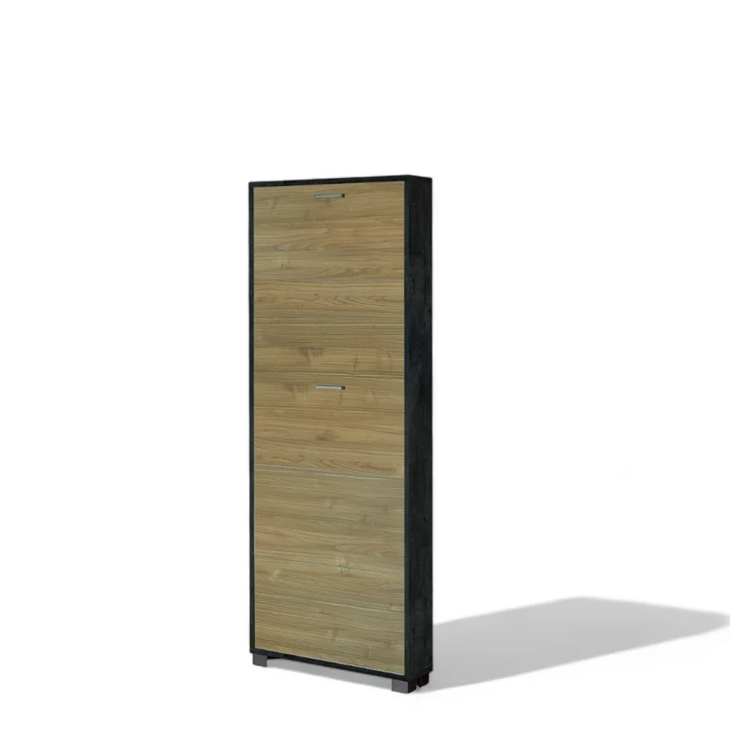 scarpiera moderna 5 ante salvaspazio colore ossido nero e noce dimensioni compatte 70x18x190 cm materiale mdf robusto