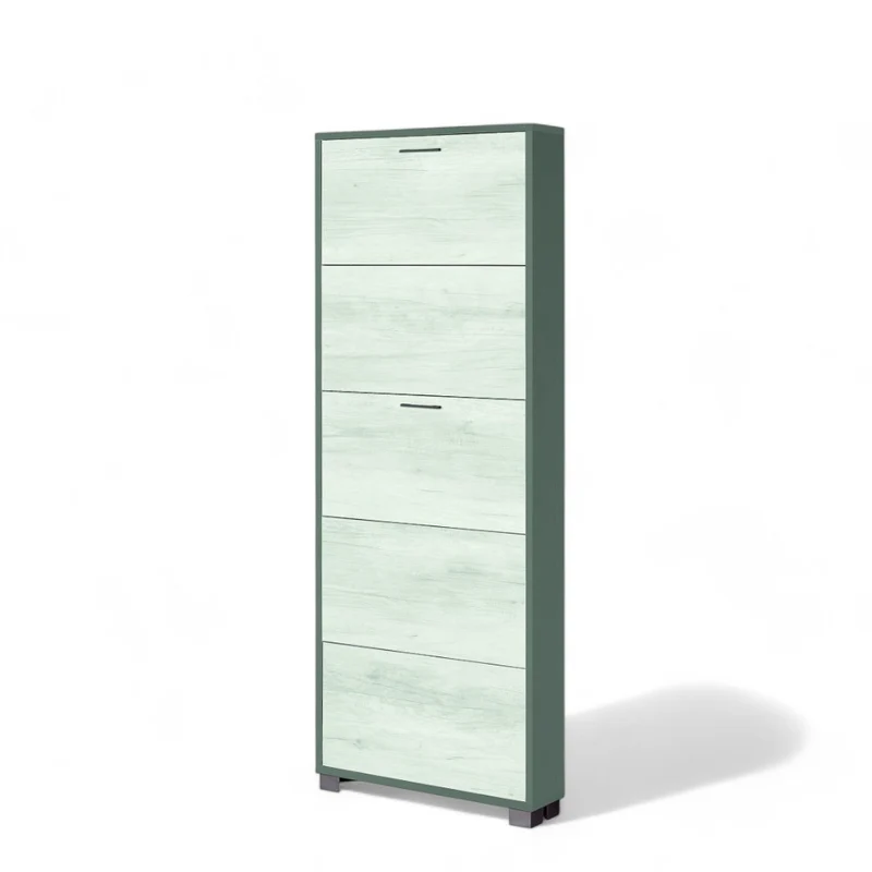 Scarpiera salvaspazio 5 ante titanio e quercia bianca in MDF dimensioni 70x18x187 cm perfetta per organizzare scarpe