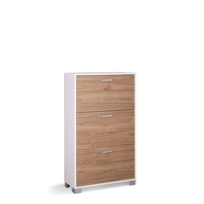 Scarpiera 3 ante bianco fiammato noce marrone MDF 70x29x118 cm salva spazio design moderno funzionale organizzazione