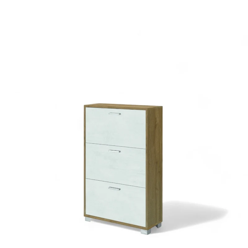Scarpiera a 3 ante capiente in MDF bianco noce stelvio design moderno dimensioni 70x29x118 cm salvaspazio elegante
