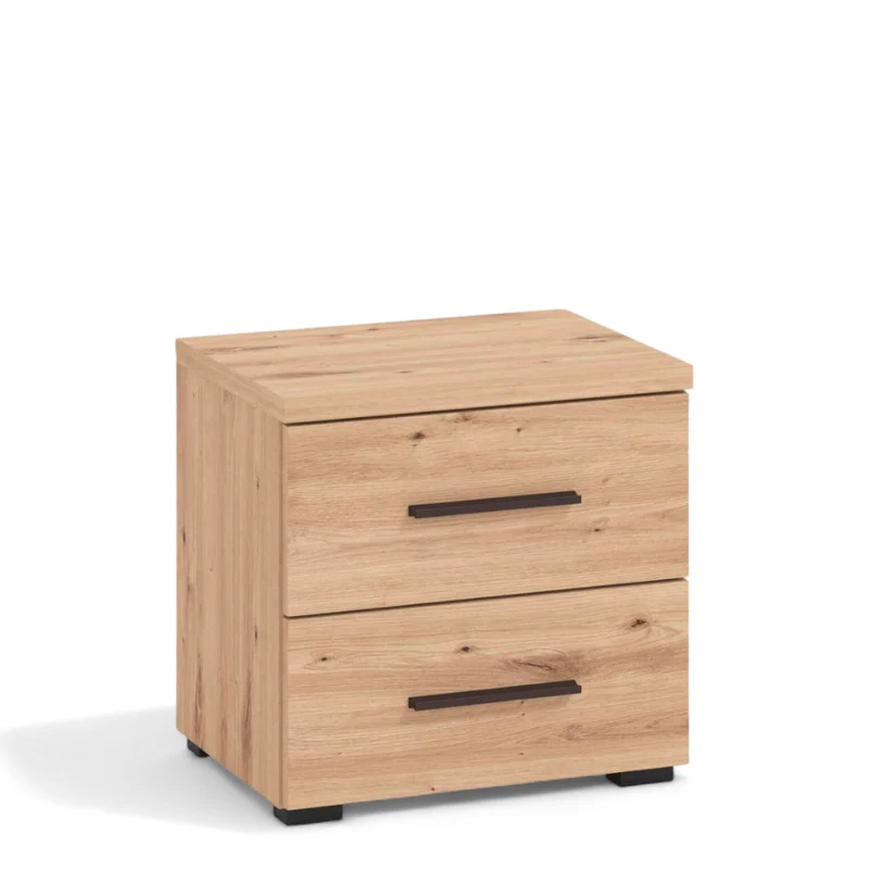 Comodino design moderno in rovere chiaro con truciolare bilaminato compatto e pratico per la camera da letto 44x33x43 cm