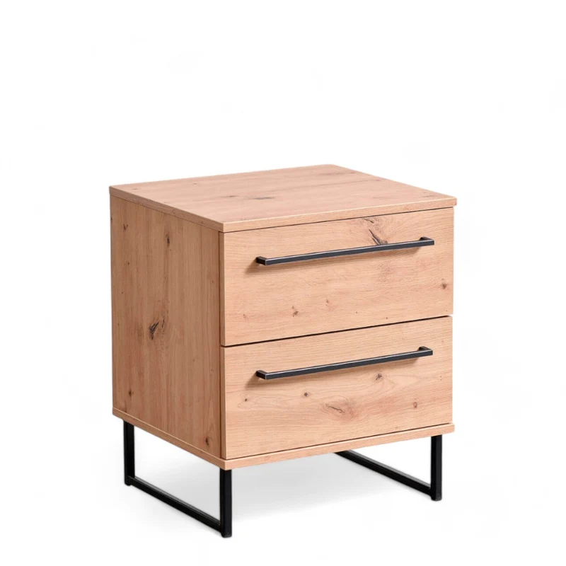 Comodino rovere chiaro artigianale dimensioni compatte 45x35x54 cm in truciolare bilaminato design moderno funzionale